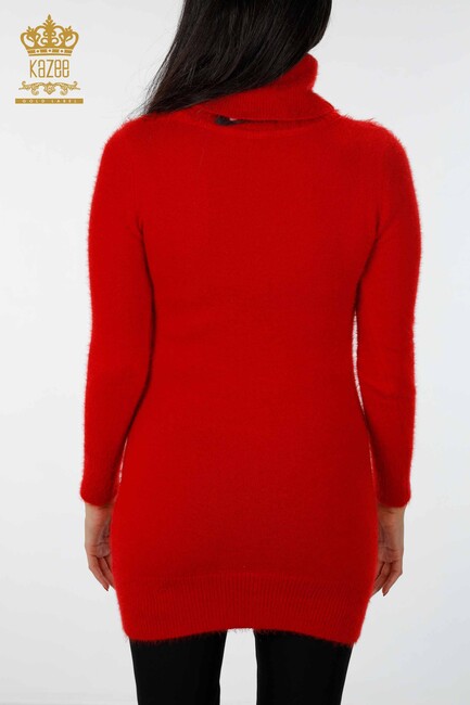 Women's Knitwear Tunic Turtleneck Red - 18591 | KAZEE - Thumbnail