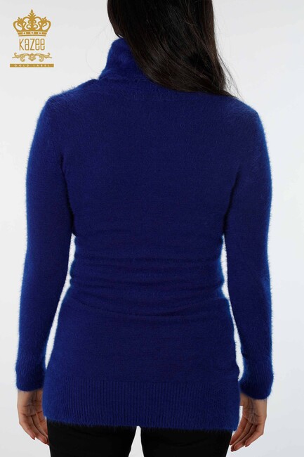 Women's Knitwear Tunic Turtleneck Sax - 18591 | KAZEE - Thumbnail