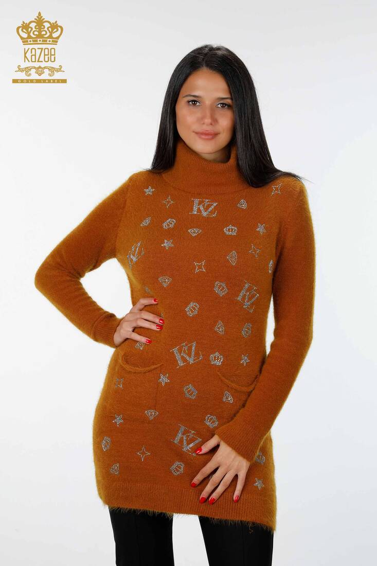 Women's Knitwear Tunic Pocket Detailed Mustard - 18895 | KAZEE