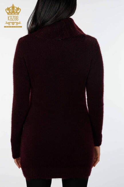 Women's Knitwear Tunic Pocket Detailed Plum - 18895 | KAZEE - Thumbnail