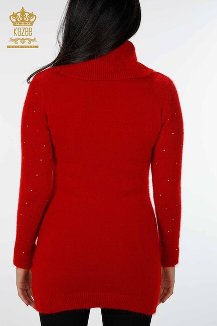 Women's Knitwear Tunic Pocket Detailed Red - 18876 | KAZEE - Thumbnail