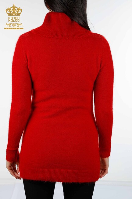 Women's Knitwear Tunic Pocket Detailed Red - 18895 | KAZEE - Thumbnail