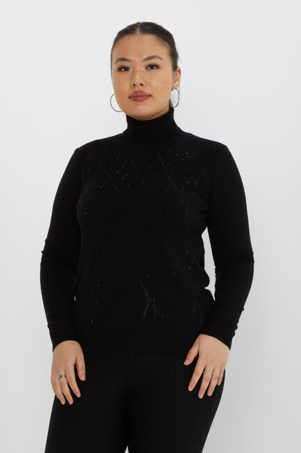 Women's Knitwear Stone Turtleneck Black - 31151 | KAZEE - Thumbnail