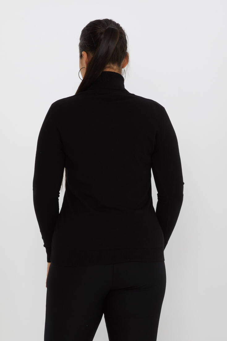 Women's Knitwear Stone Turtleneck Black - 31151 | KAZEE