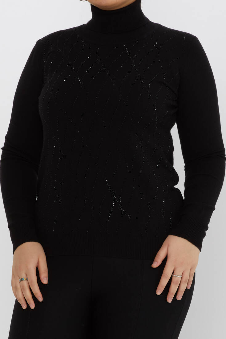 Women's Knitwear Stone Turtleneck Black - 31151 | KAZEE