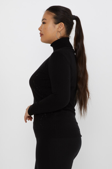 Women's Knitwear Stone Turtleneck Black - 31151 | KAZEE - Thumbnail