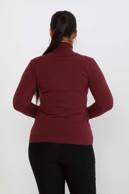 Women's Knitwear Stone Turtleneck Burgundy - 31151 | KAZEE - Thumbnail