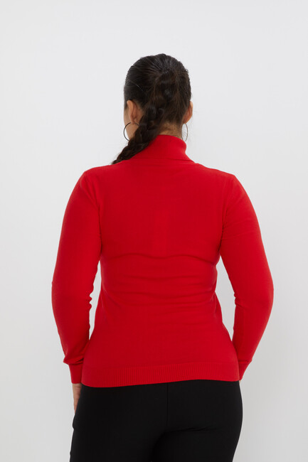 Women's Knitwear Stone Turtleneck Red - 31151 | KAZEE - Thumbnail