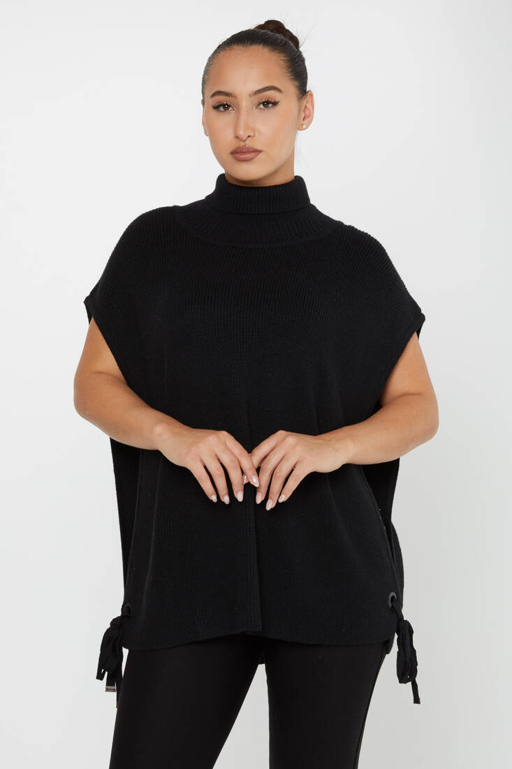 Women's Knitted Turtleneck Sweater Black - 30229 | KAZEE