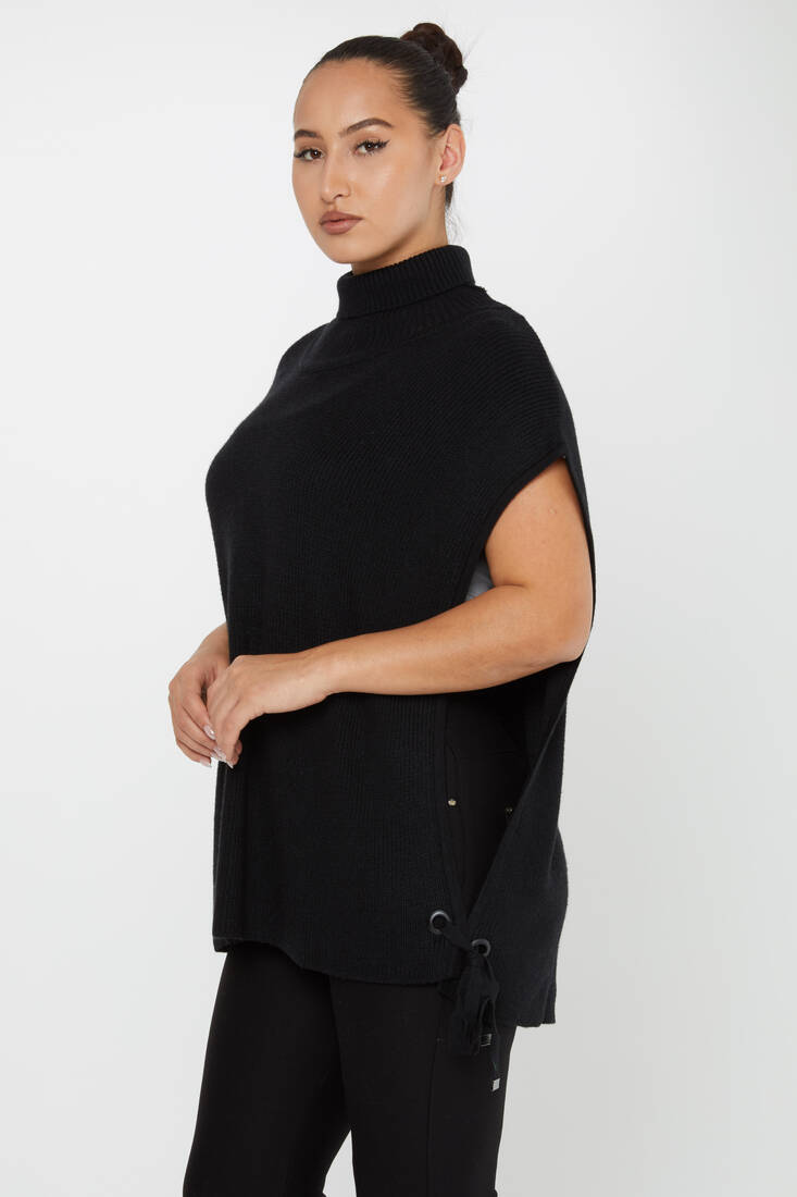 Women's Knitted Turtleneck Sweater Black - 30229 | KAZEE