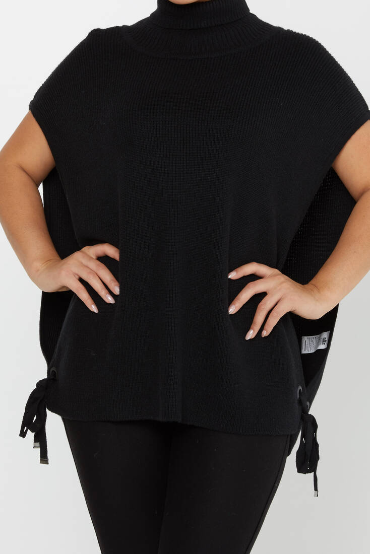 Women's Knitted Turtleneck Sweater Black - 30229 | KAZEE