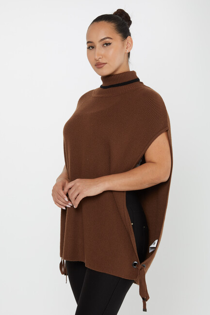 Women's Knitted Turtleneck Sweater Brown - 30229 | KAZEE - Thumbnail