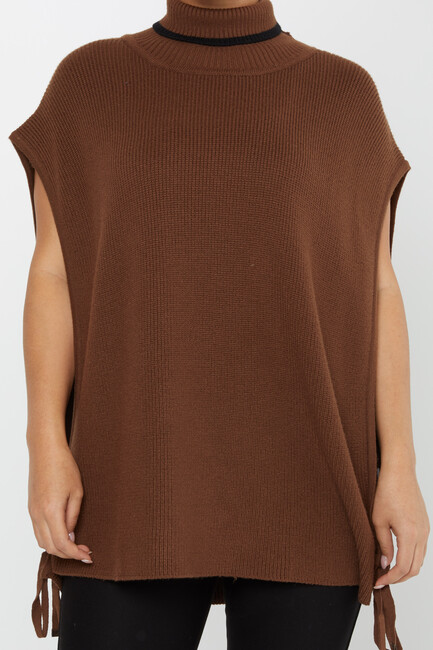 Women's Knitted Turtleneck Sweater Brown - 30229 | KAZEE - Thumbnail