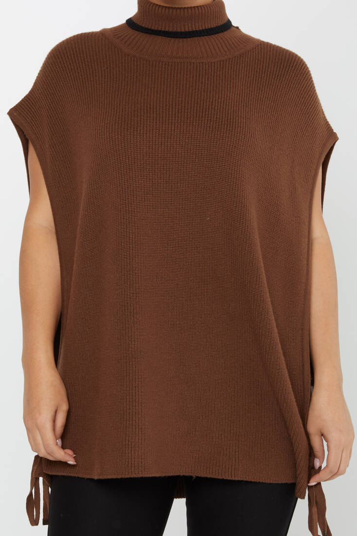 Women's Knitted Turtleneck Sweater Brown - 30229 | KAZEE