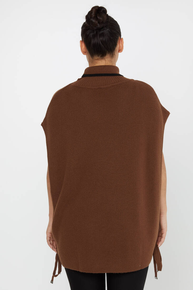 Women's Knitted Turtleneck Sweater Brown - 30229 | KAZEE