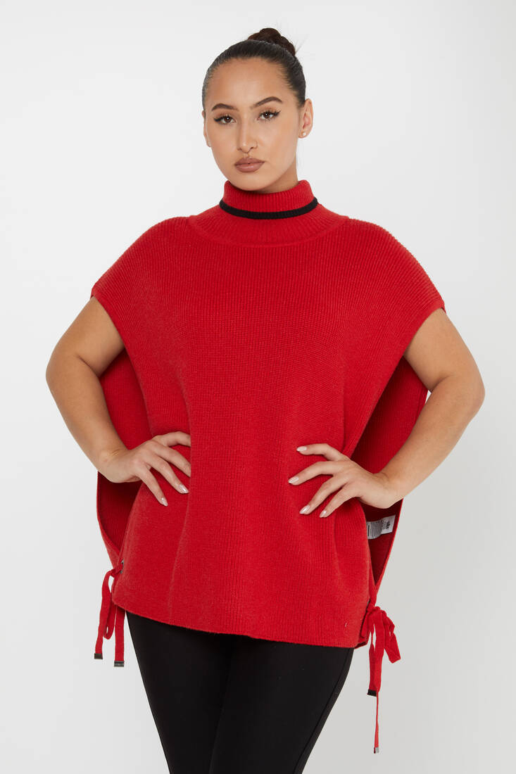 Women's Knitted Turtleneck Sweater Red - 30229 | KAZEE