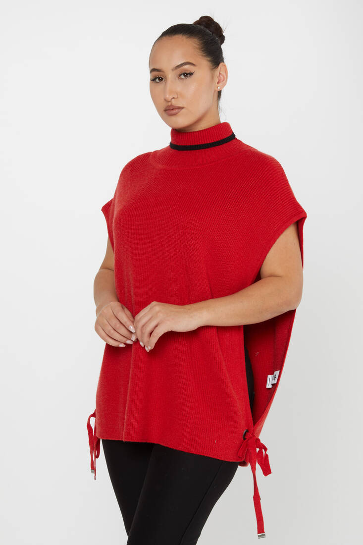 Women's Knitted Turtleneck Sweater Red - 30229 | KAZEE