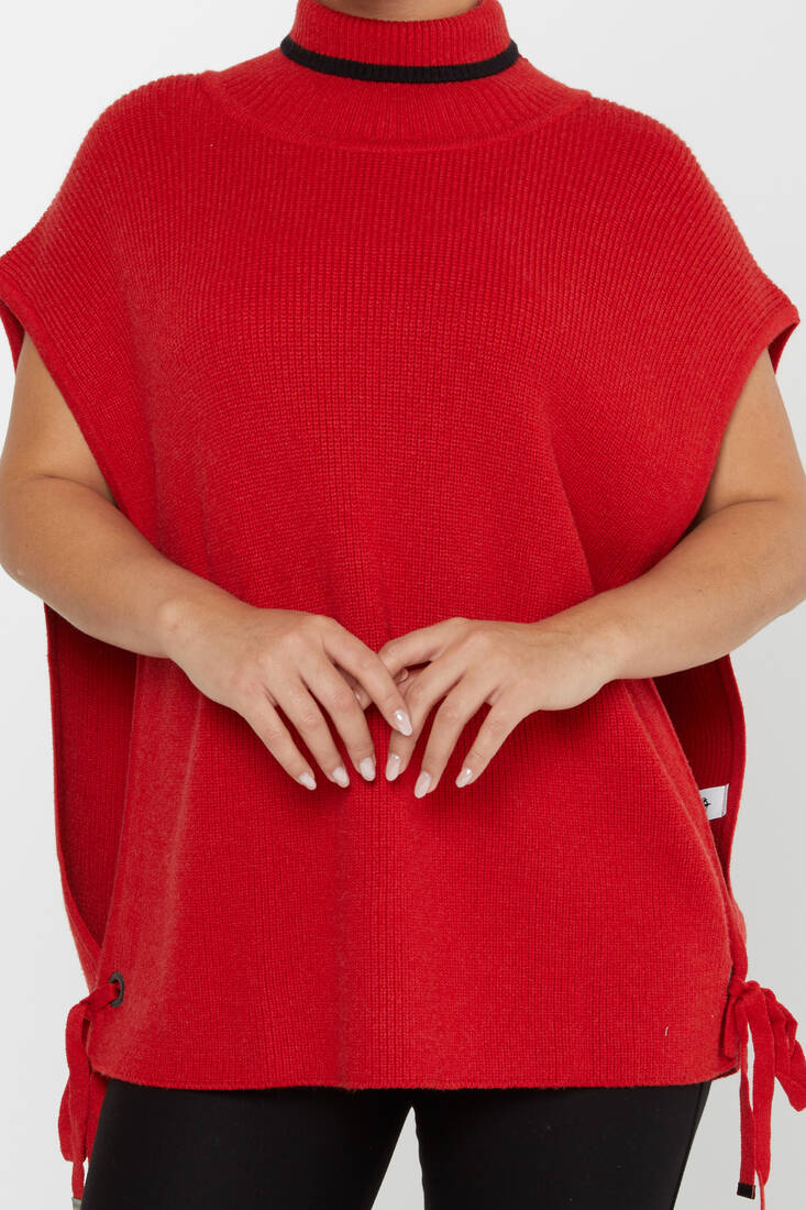 Women's Knitted Turtleneck Sweater Red - 30229 | KAZEE