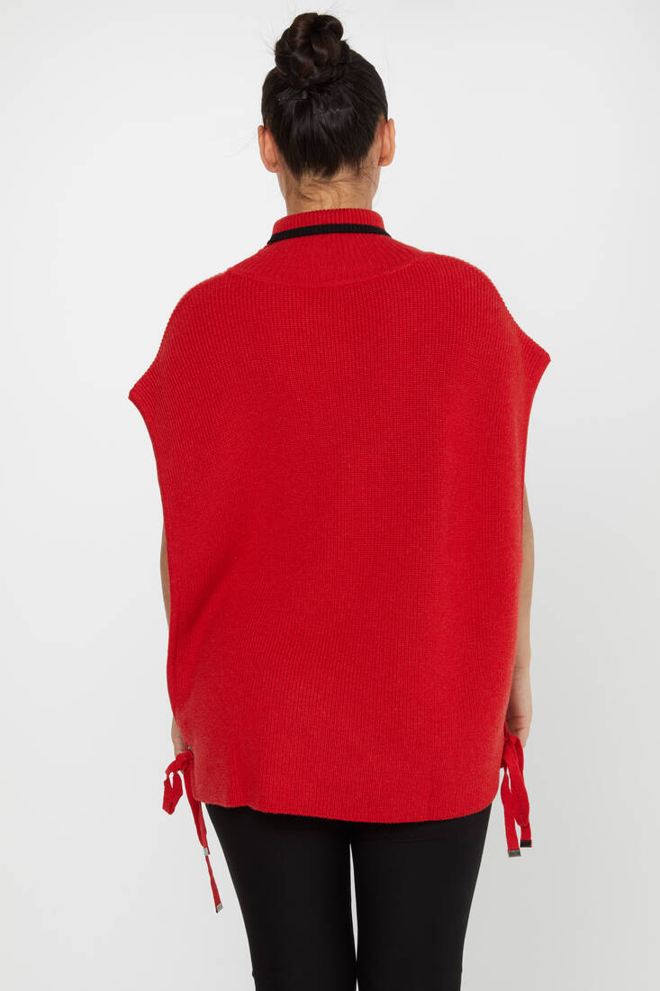 Women's Knitted Turtleneck Sweater Red - 30229 | KAZEE