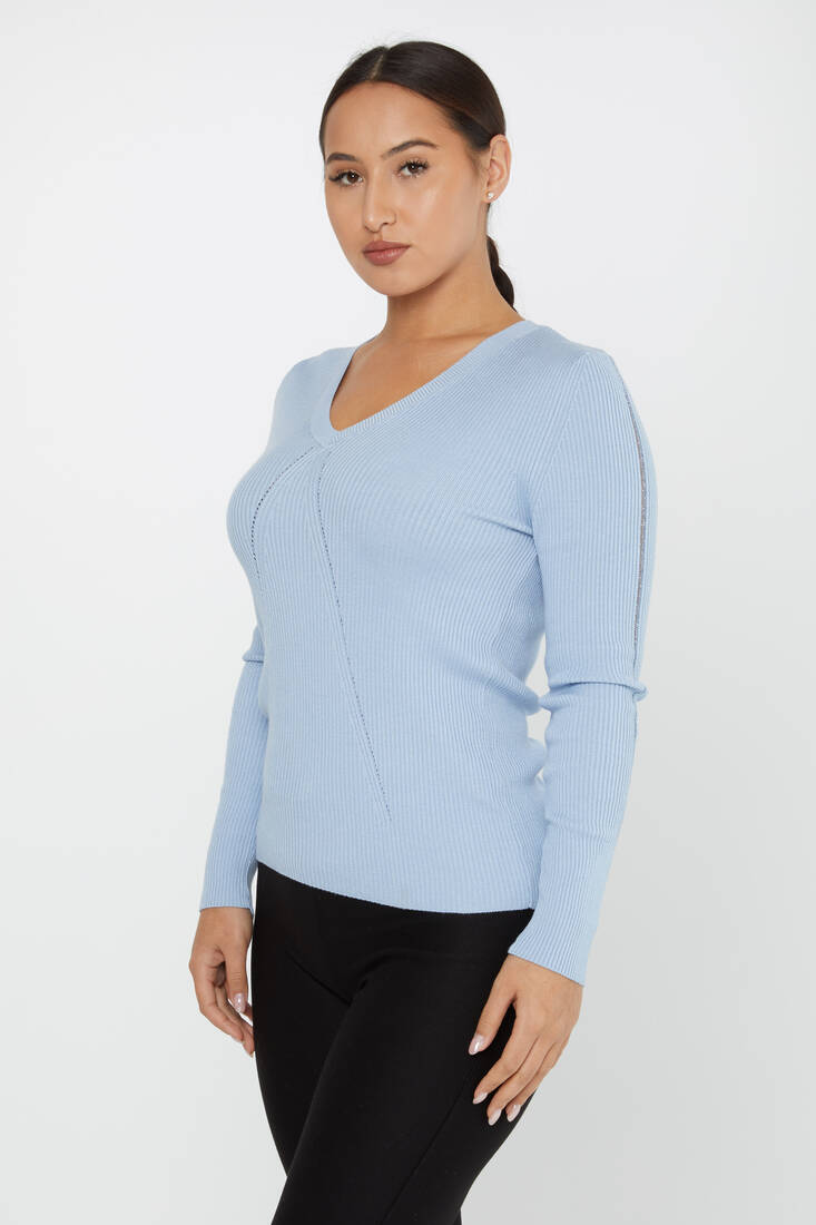 Women's Knitwear V Neck Blue - 16240 | KAZEE