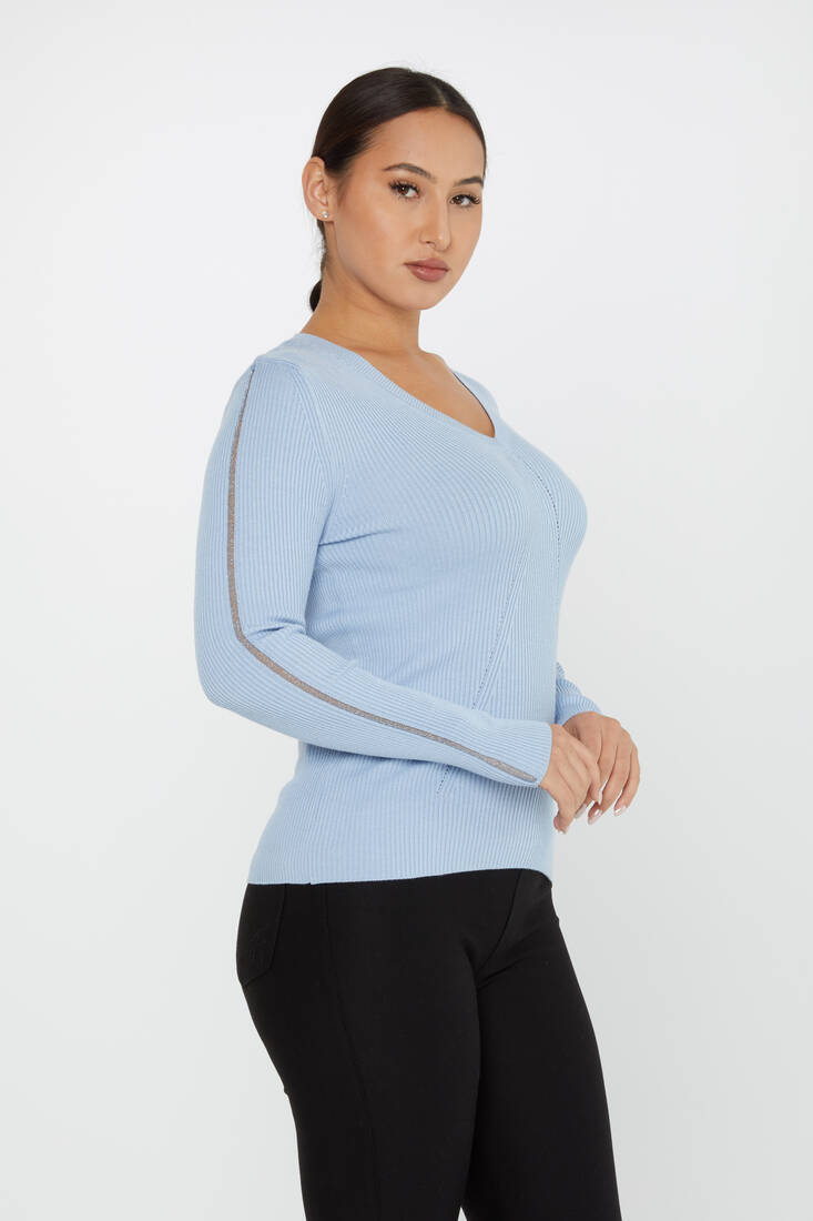 Women's Knitwear V Neck Blue - 16240 | KAZEE