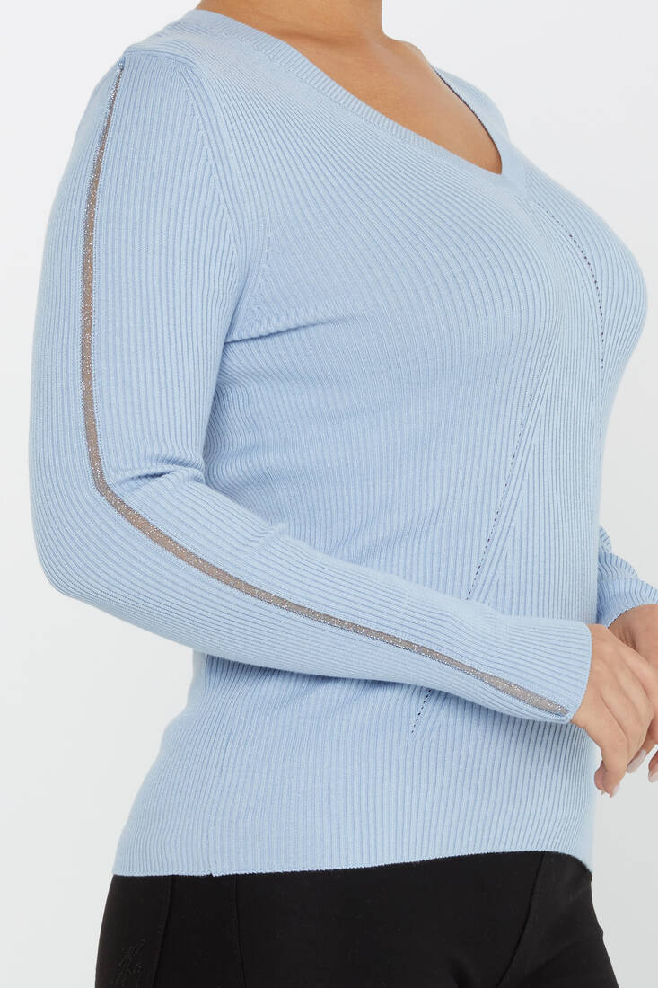 Women's Knitwear V Neck Blue - 16240 | KAZEE