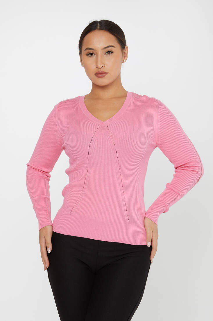 Women's Knitwear V Neck Pink - 16240 | KAZEE