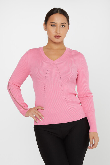 Women's Knitwear V Neck Pink - 16240 | KAZEE - Thumbnail