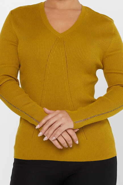 Women's Knitwear V Neck Mustard - 16240 | KAZEE - Thumbnail