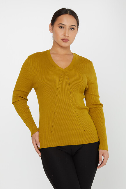 Women's Knitwear V Neck Mustard - 16240 | KAZEE - Thumbnail