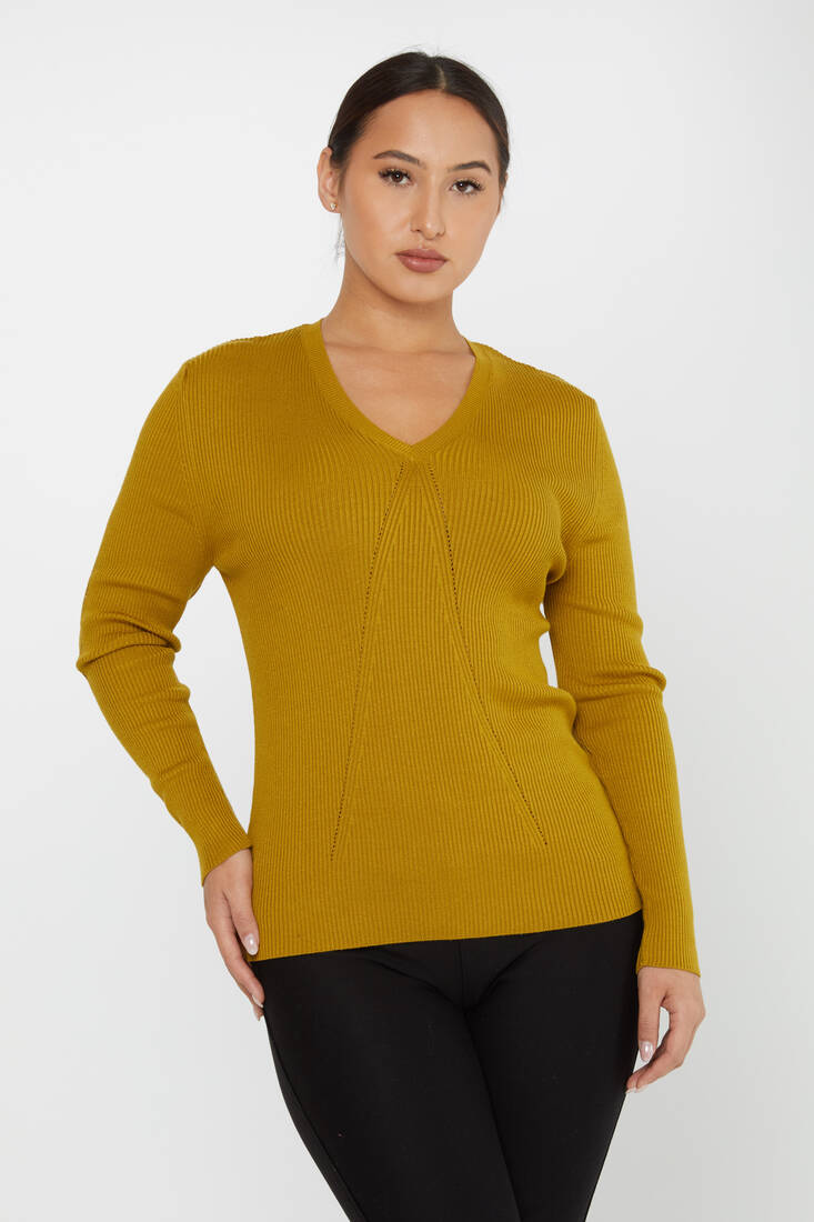 Women's Knitwear V Neck Mustard - 16240 | KAZEE