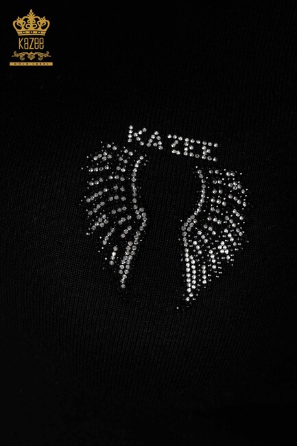 Women's Knitwear Wing Pattern Black - 16921 | KAZEE - Thumbnail