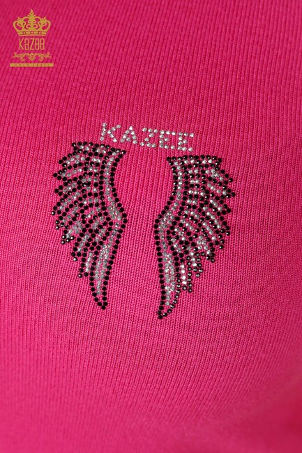 Women's Knitwear Wing Patterned Fuchsia - 16921 | KAZEE - Thumbnail