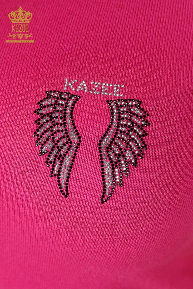 Women's Knitwear Wing Patterned Fuchsia - 16921 | KAZEE