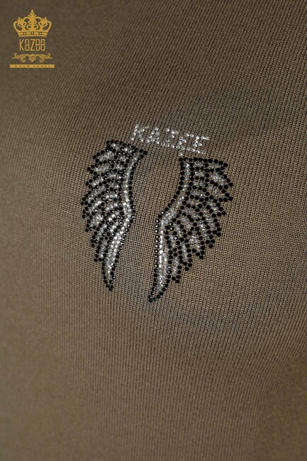 Women's Knitwear Wing Patterned Khaki - 16921 | KAZEE - Thumbnail