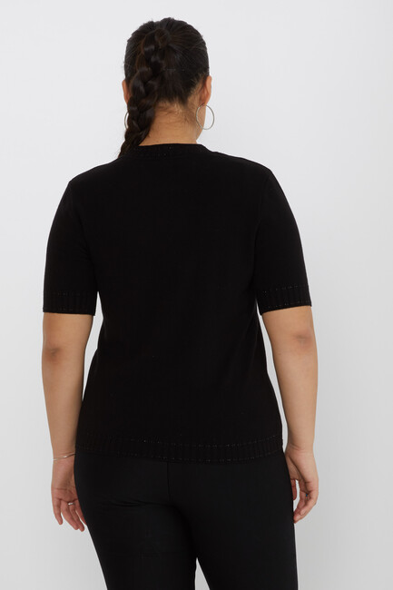 Women's Knitwear Glittery Collar Detail Black - 31626 | KAZEE - Thumbnail