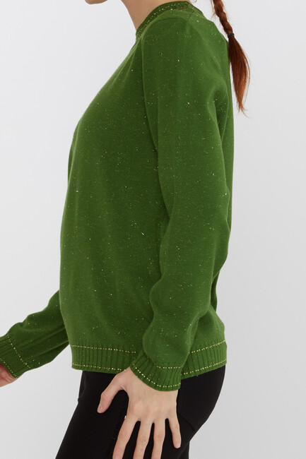 Women's Knitwear Glittery Collar Detail Green - 31628 | KAZEE - Thumbnail