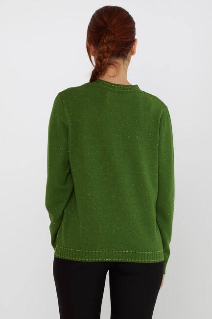 Women's Knitwear Glittery Collar Detail Green - 31628 | KAZEE - Thumbnail