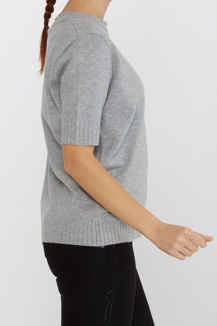 Women's Knitwear Glittery Collar Detailed Gray - 31611 | KAZEE - Thumbnail