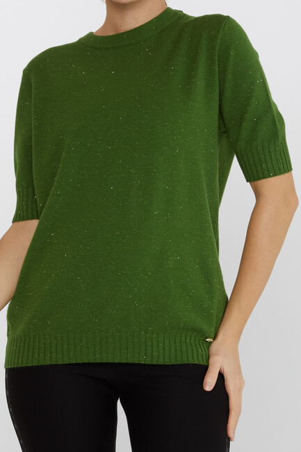 Women's Knitwear Glitter Detailed American Model Green - 31635 | KAZEE - Thumbnail