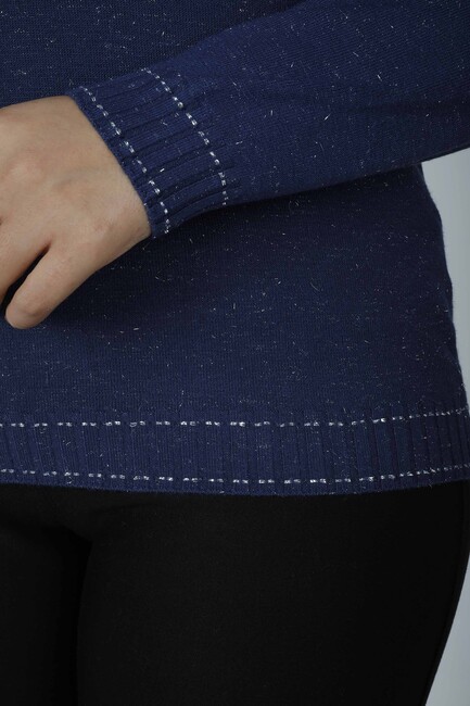 Women's Knitwear Glitter Detail Navy Blue - 31027 | KAZEE - Thumbnail