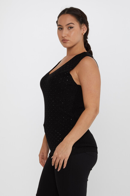 Women's Knitwear Glitter Detailed Stoned Black - 30719 | KAZEE - Thumbnail