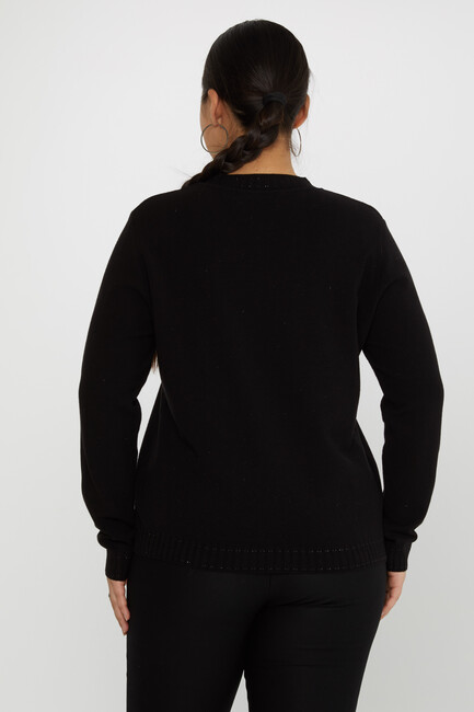 Women's Knitwear Glitter Detailed Long Sleeve Black - 31629 | KAZEE - Thumbnail