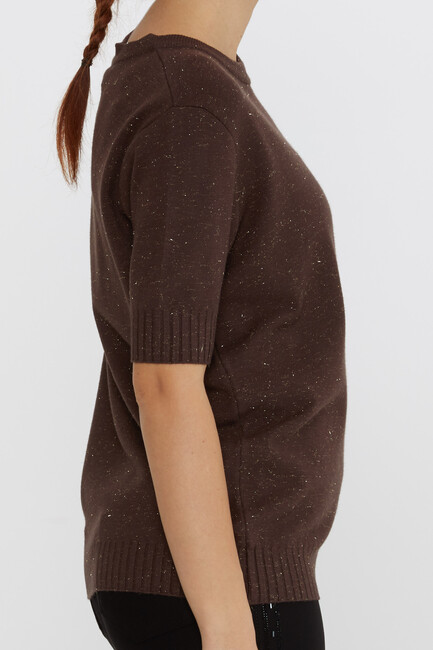 Women's Knitwear Glitter Detailed American Model Brown - 31635 | KAZEE - Thumbnail