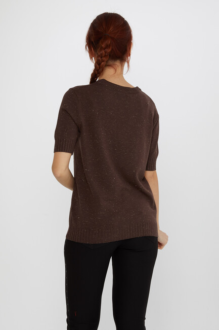 Women's Knitwear Glitter Detailed American Model Brown - 31635 | KAZEE - Thumbnail