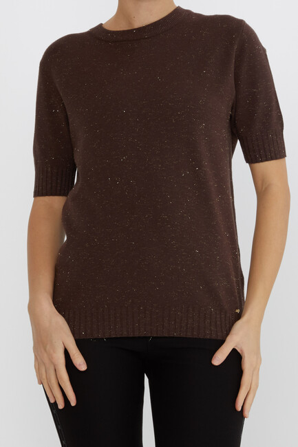 Women's Knitwear Glitter Detailed American Model Brown - 31635 | KAZEE - Thumbnail