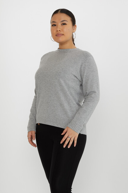 Women's Knitwear Glitter Detailed Long Sleeve Gray - 31629 | KAZEE - Thumbnail