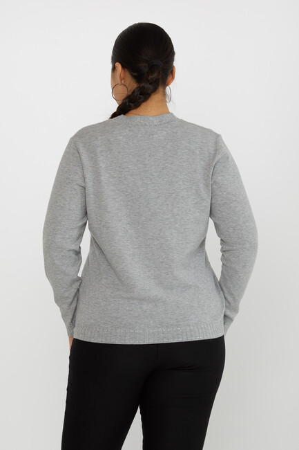 Women's Knitwear Glitter Detailed Long Sleeve Gray - 31629 | KAZEE - Thumbnail