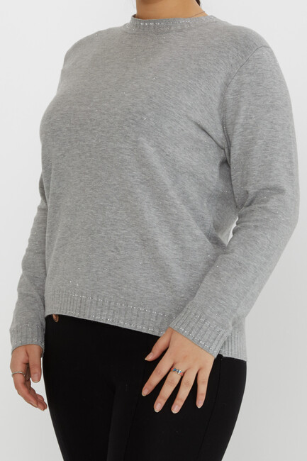 Women's Knitwear Glitter Detailed Long Sleeve Gray - 31629 | KAZEE - Thumbnail