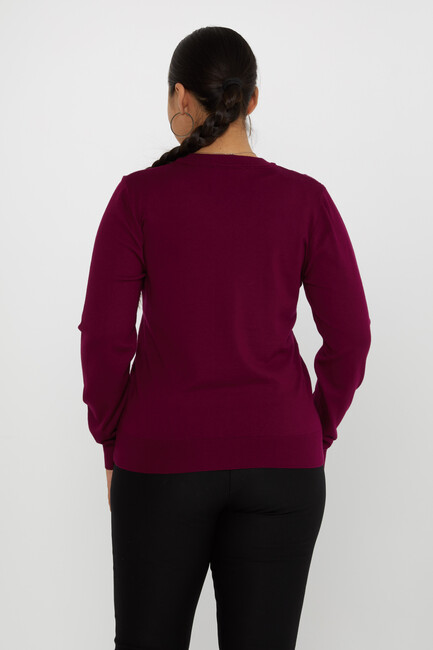 Women's Knitwear Stone Detailed V-Neck Purple - 31500 | KAZEE - Thumbnail